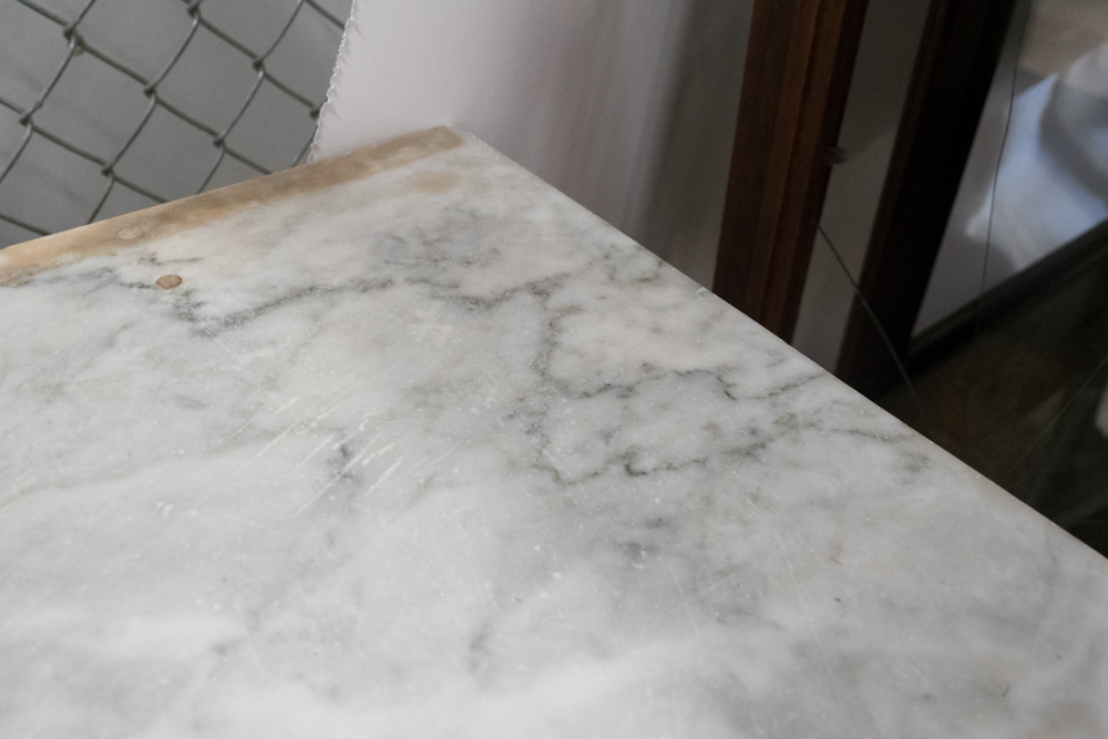 Vintage Marble Top Server Cabinet