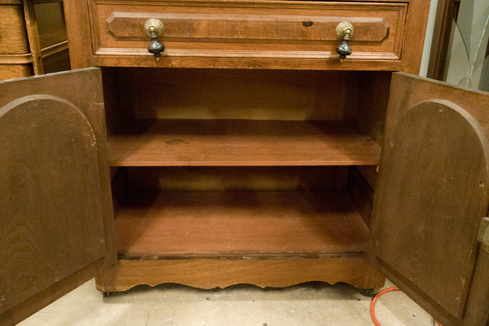 Vintage Marble Top Server Cabinet