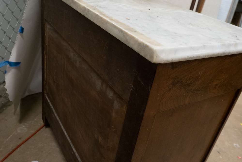 Vintage Marble Top Server Cabinet