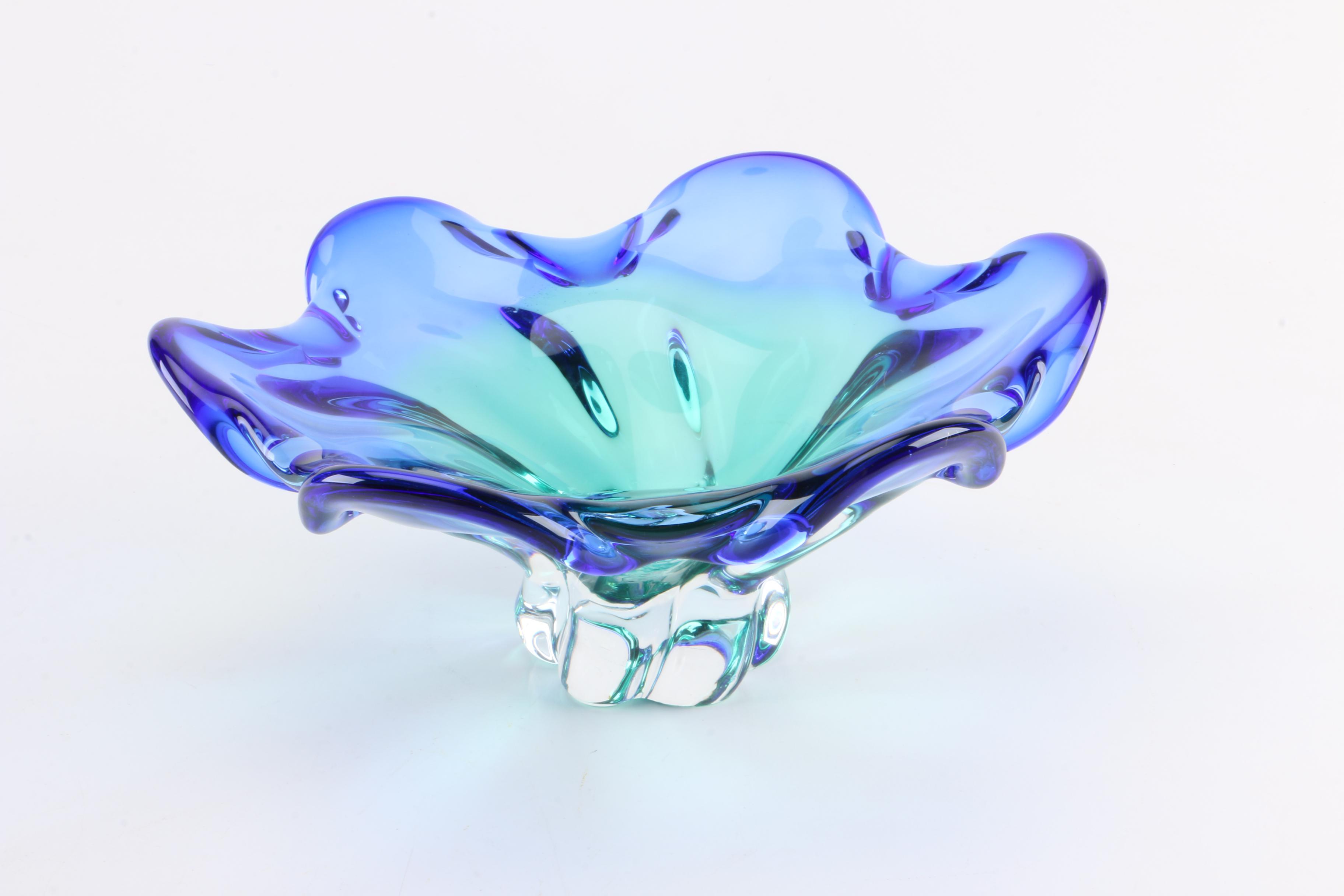 Blue and Green Art Glass Bowl