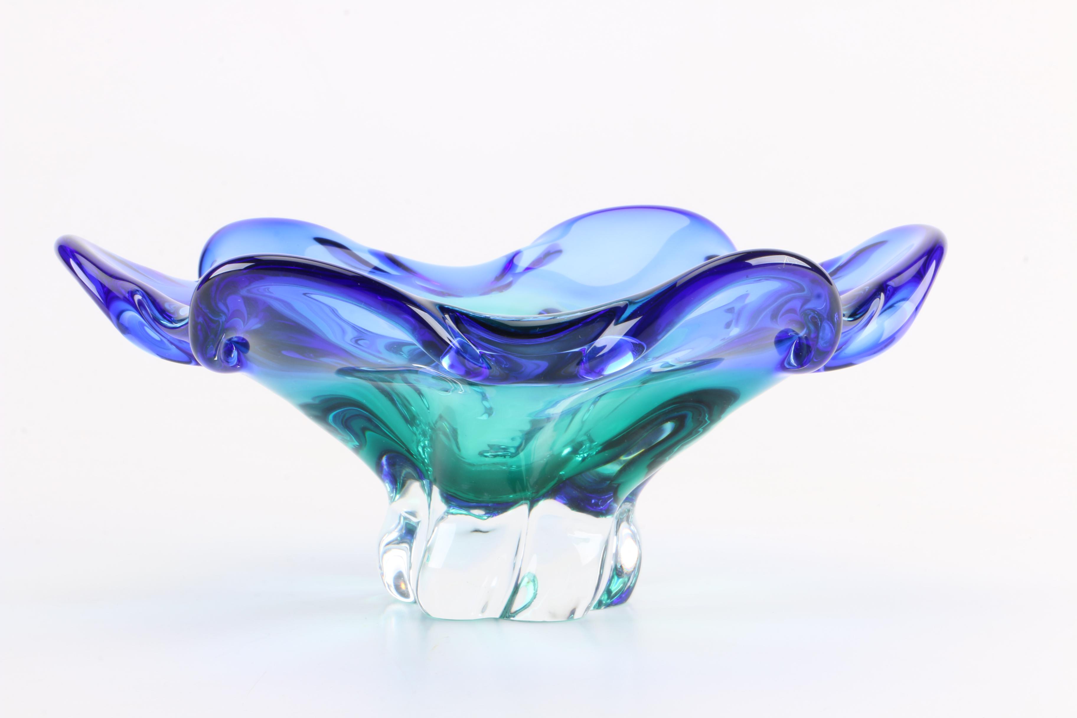 Blue and Green Art Glass Bowl