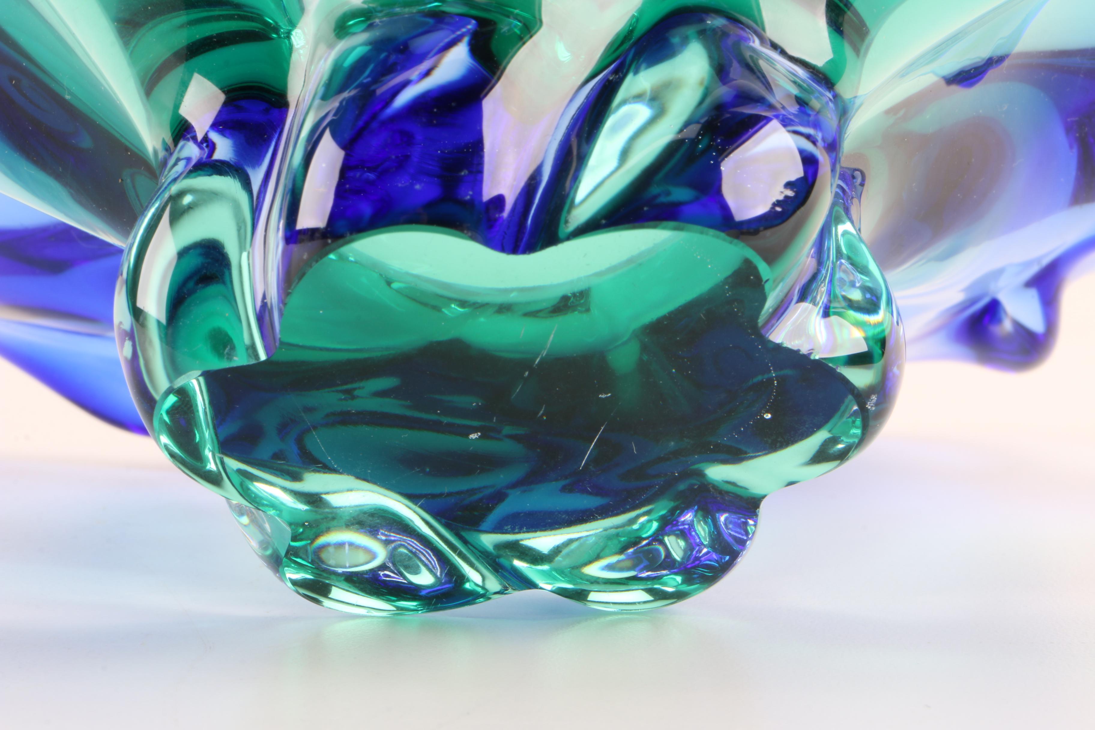 Blue and Green Art Glass Bowl