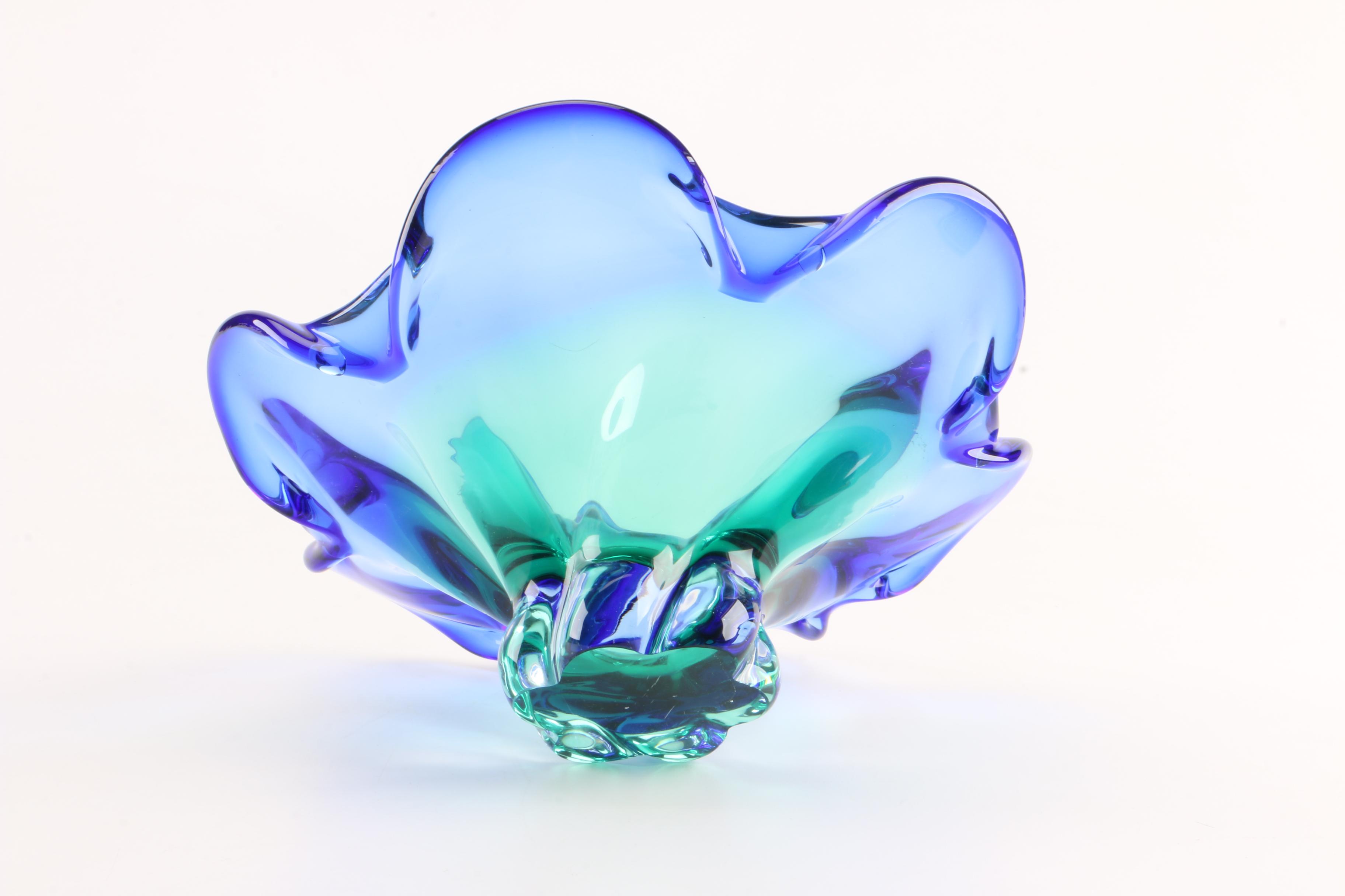Blue and Green Art Glass Bowl