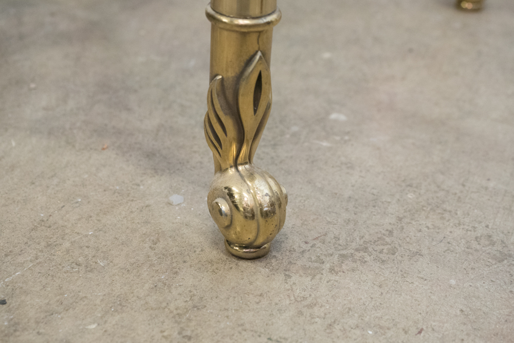 Glass Topped Brass Table Pair