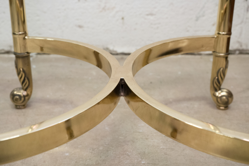 Glass Topped Brass Table Pair