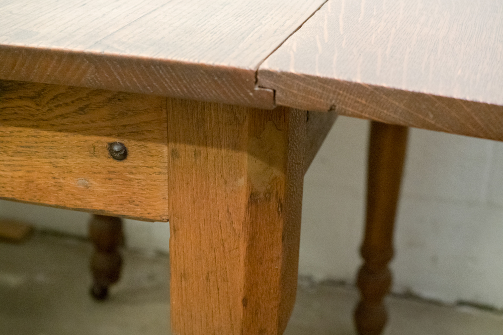 Rustic Oak Dining Table with Drop Leaves