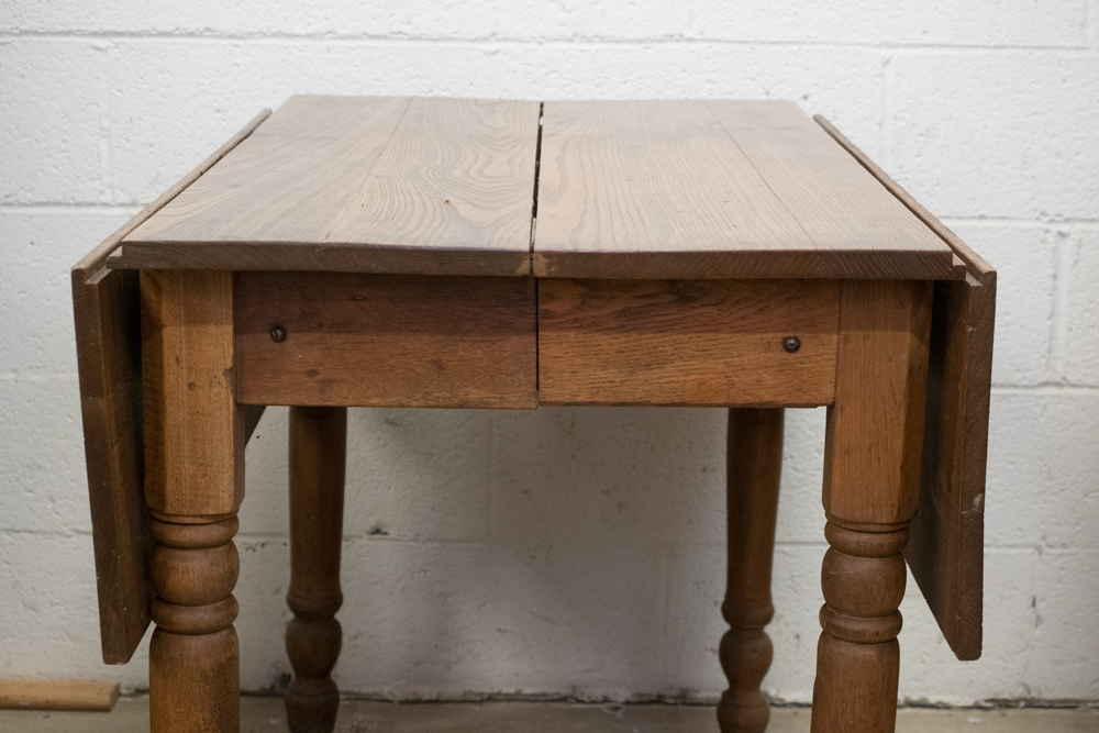 Rustic Oak Dining Table with Drop Leaves
