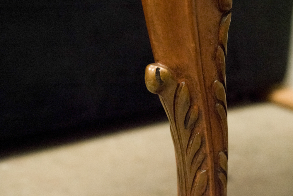 Serpentine Table With Floral Motif Marquetry Top