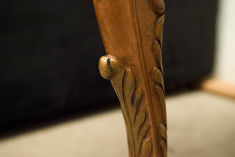 Serpentine Table With Floral Motif Marquetry Top