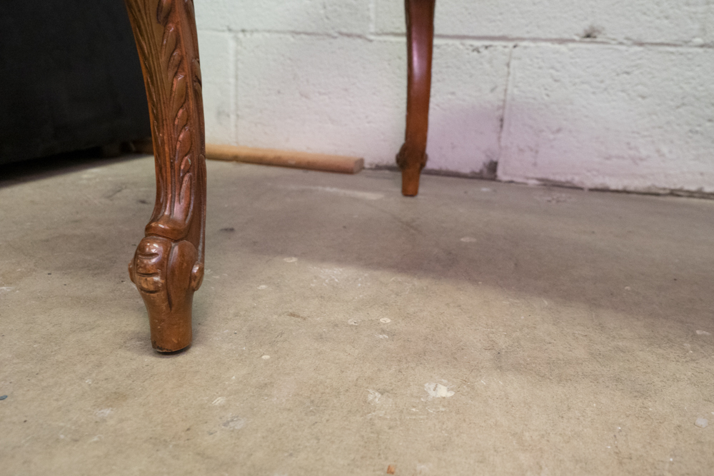 Serpentine Table With Floral Motif Marquetry Top