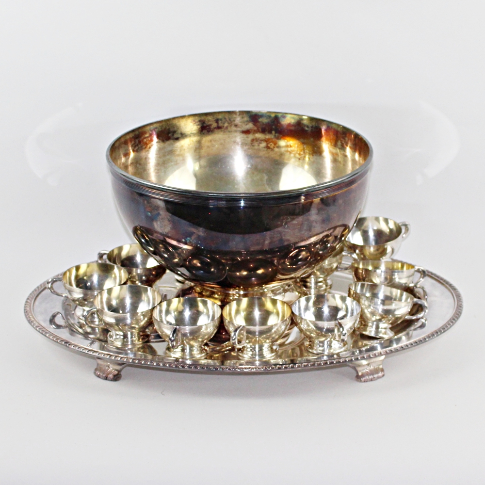 William Rogers Silver Plate Punch Bowl and Serving Tray