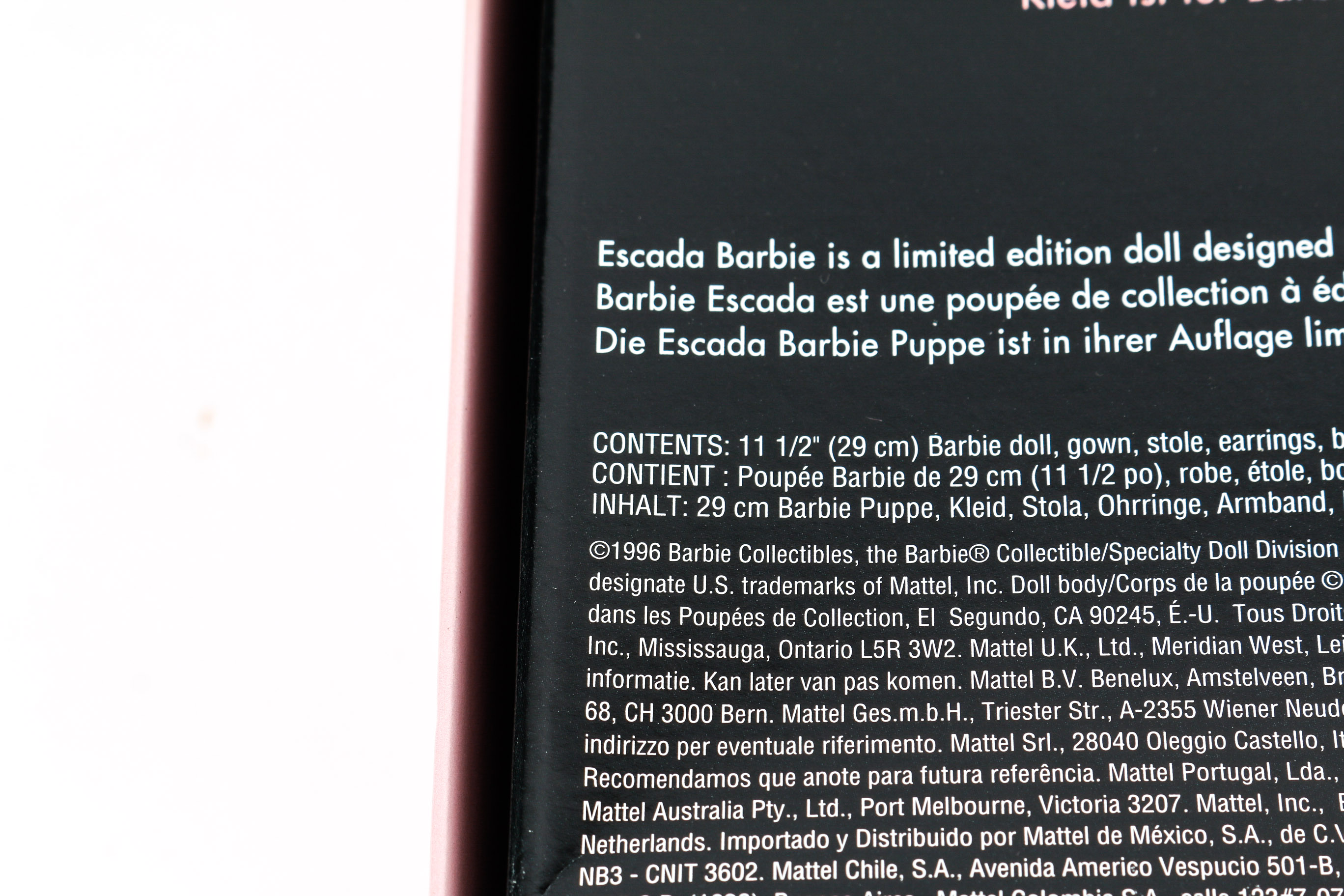 1996 Collectible Escada Barbie