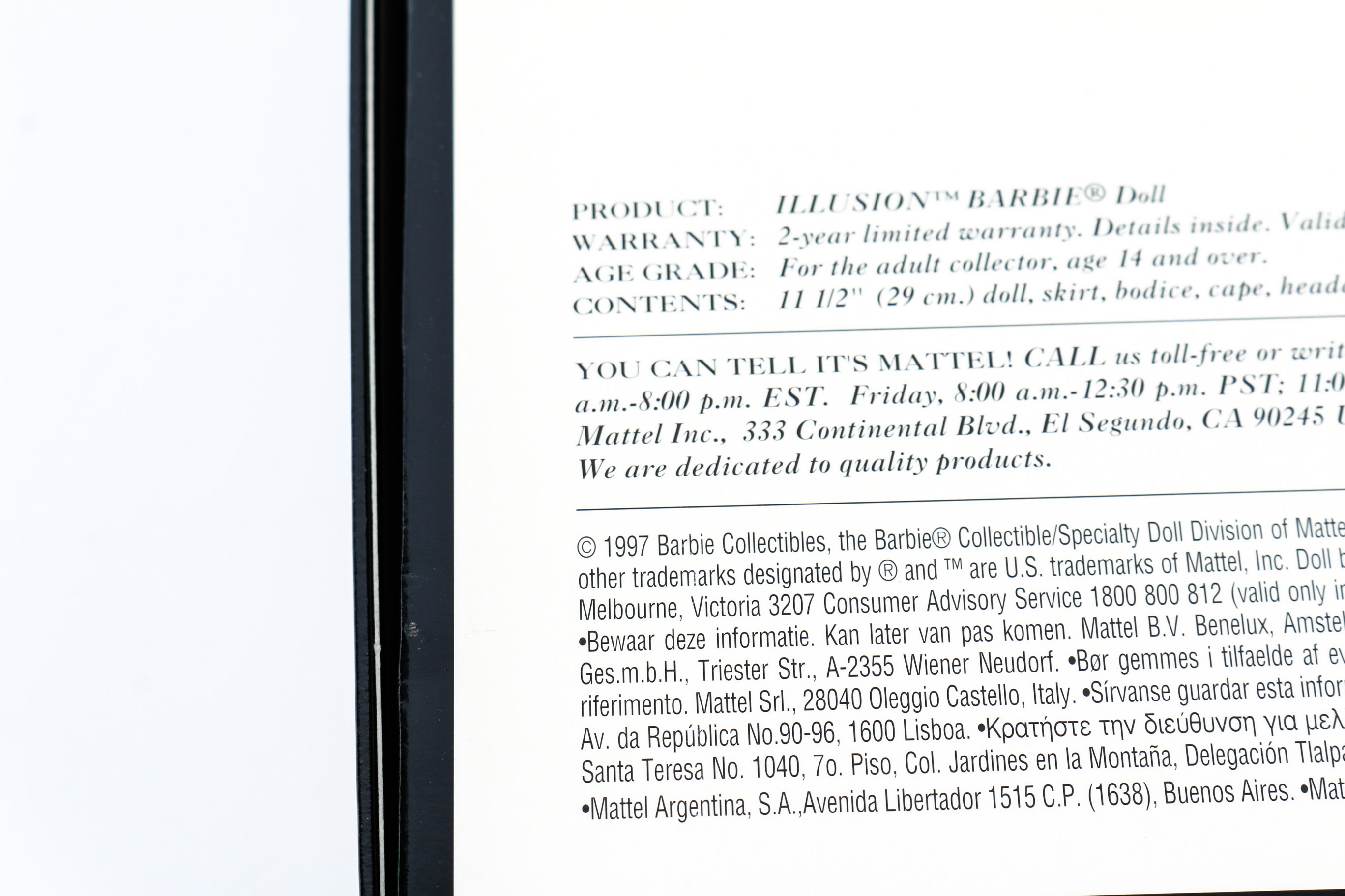 1997 Mattel Masquerade Gala Collection Illusion Barbie
