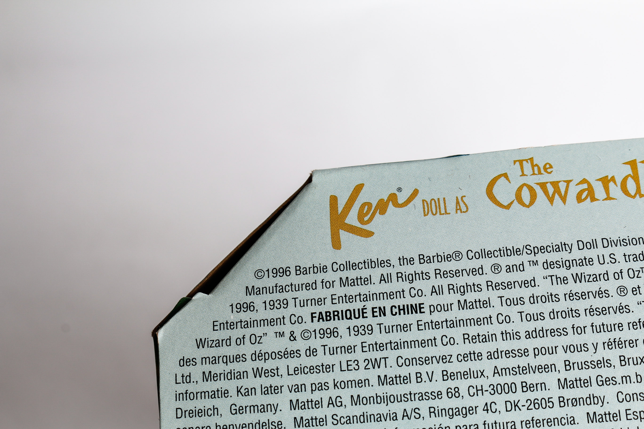 1996 Mattel Hollywood Legends  "Wizard of Oz" Ken Doll