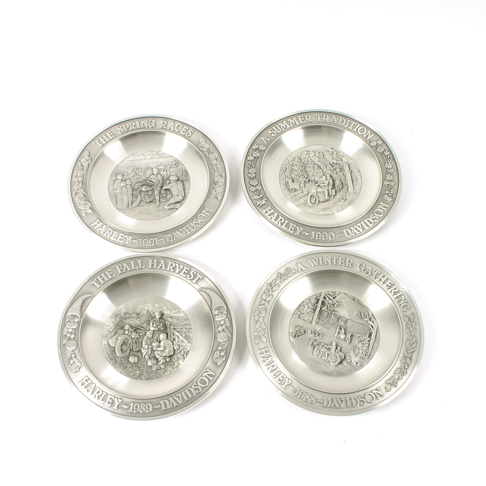 Pewter Harley-Davidson Four Seasons Plates