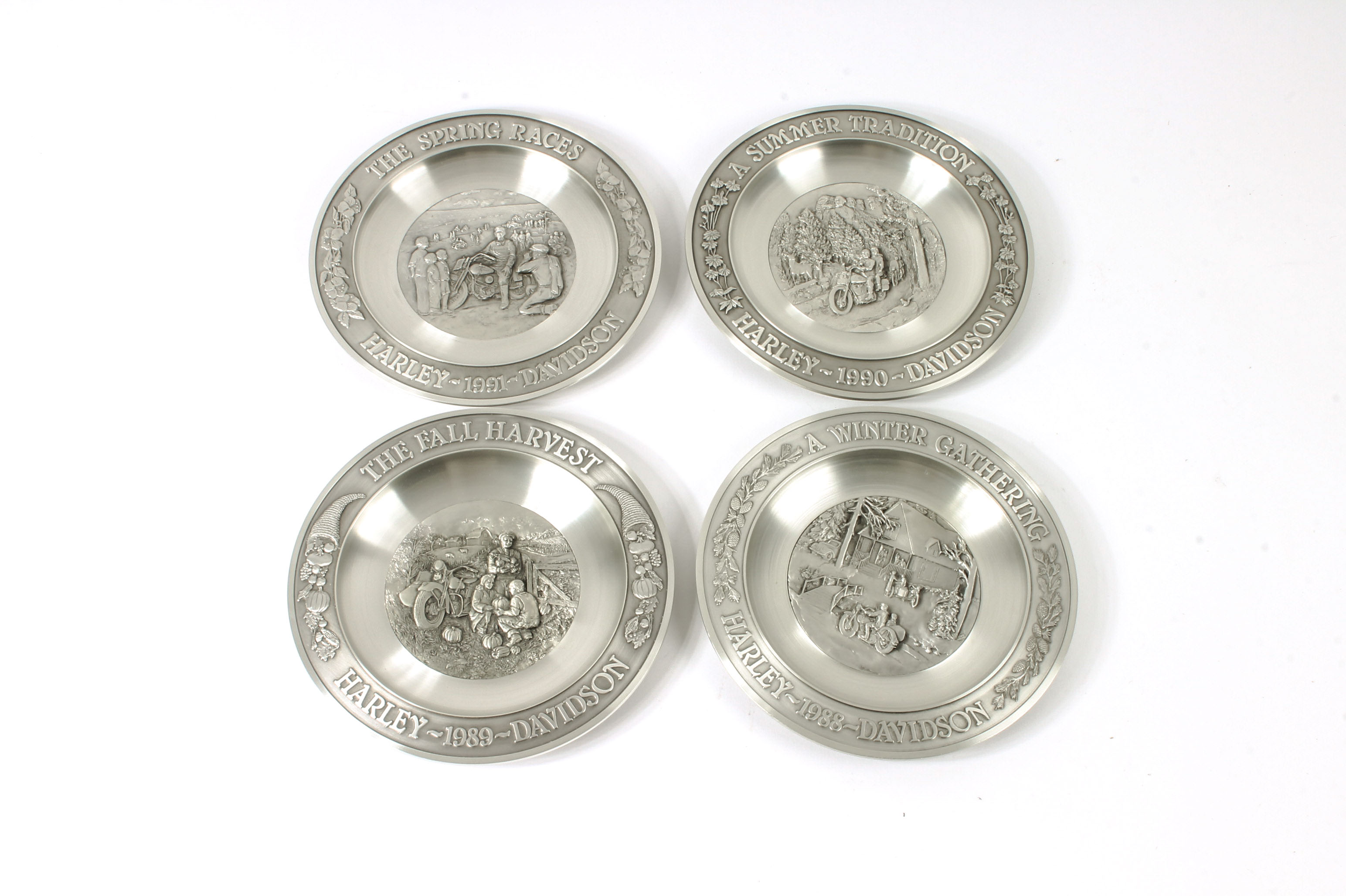 Pewter Harley-Davidson Four Seasons Plates