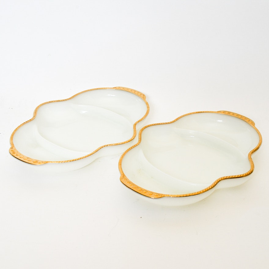 Set of Fire King White Milk Glass Serving Dishes