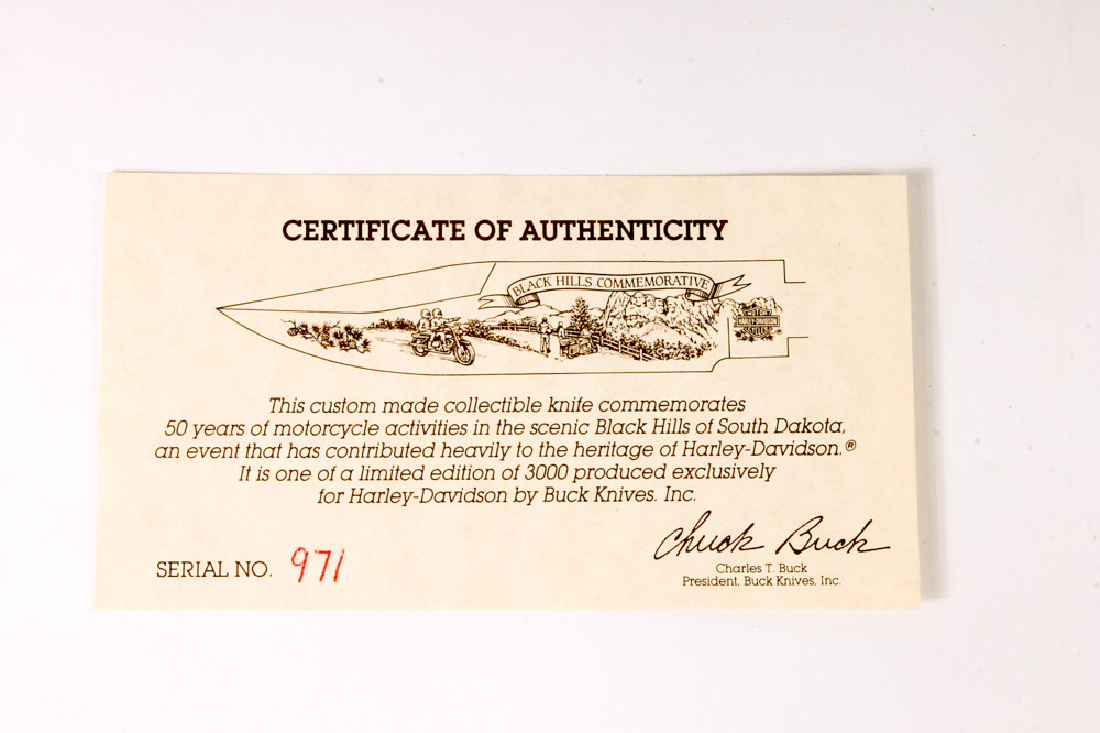 Harley-Davidson Black Hills Commemorative Knife by Buck