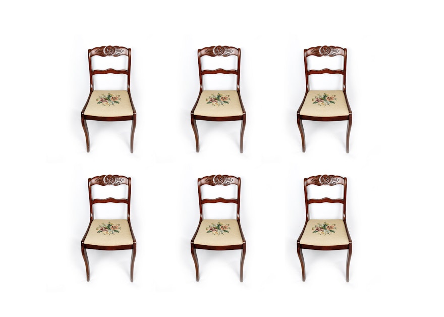 Six Duncan Phyfe Needlepoint Side Chairs by Tell City Chair Company