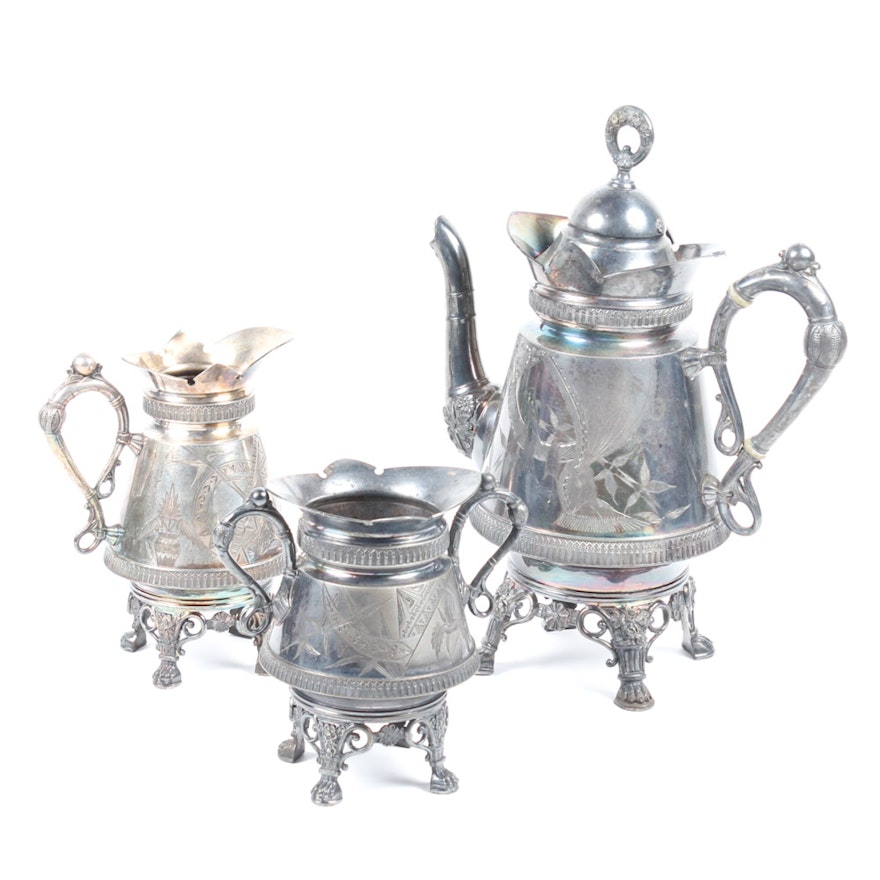 Antique Silver Plate Tea Service by Derby Silver Co.