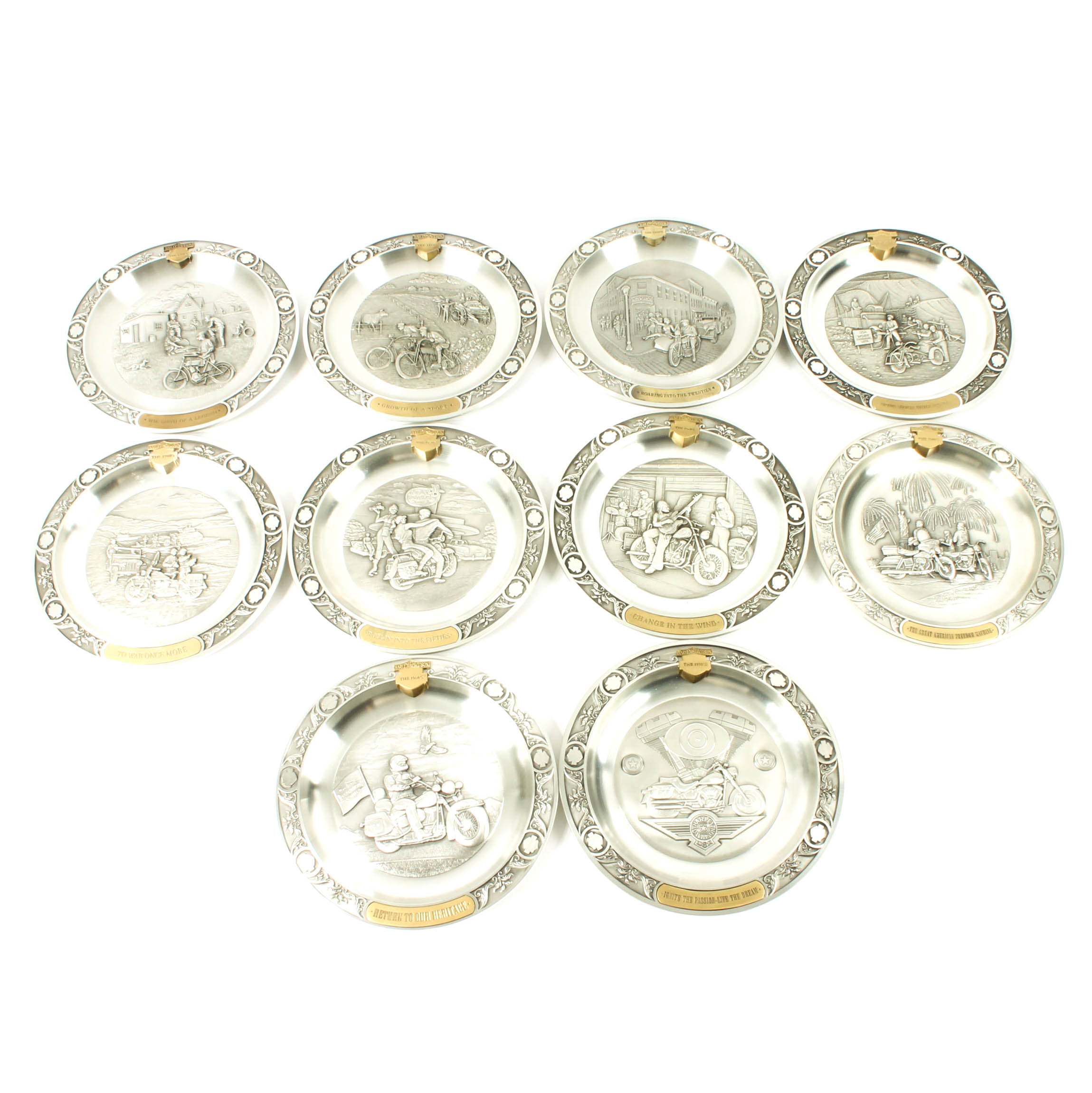 Assortment of Harley-Davidson Pewter Plates