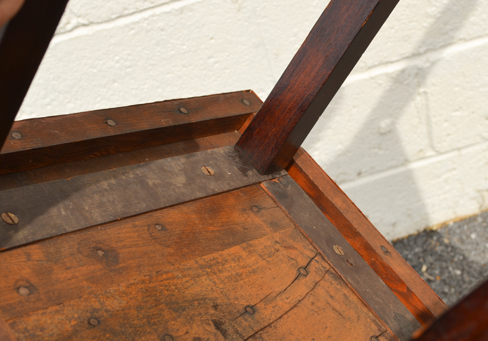 Worked Wood Grid Patterned Stool/Stand