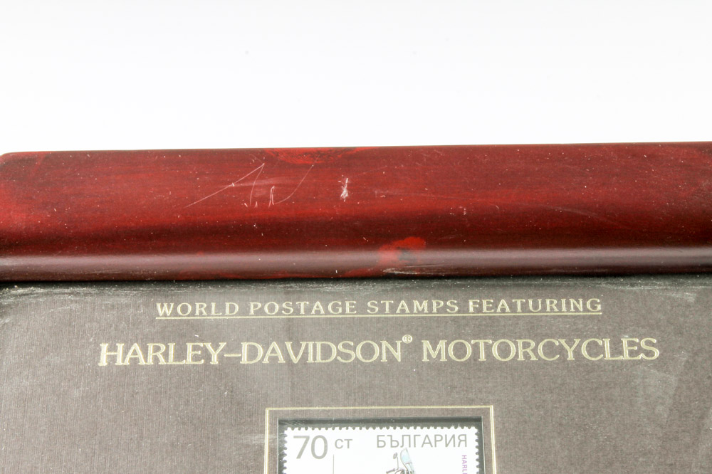 Framed Harley Davidson Postage Stamp Collection