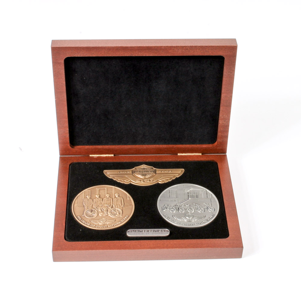 Pair of Limited Edition Harley-Davidson 100th Anniversary Medallions
