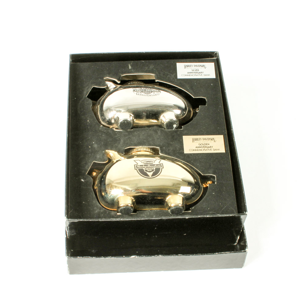 Pair of Harley-Davidson Commemorative Piggy Banks