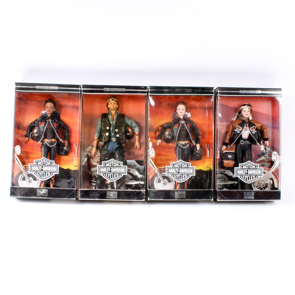 Variety of Four Mattel Ken® and Barbie® Harley-Davidson Collectible Dolls
