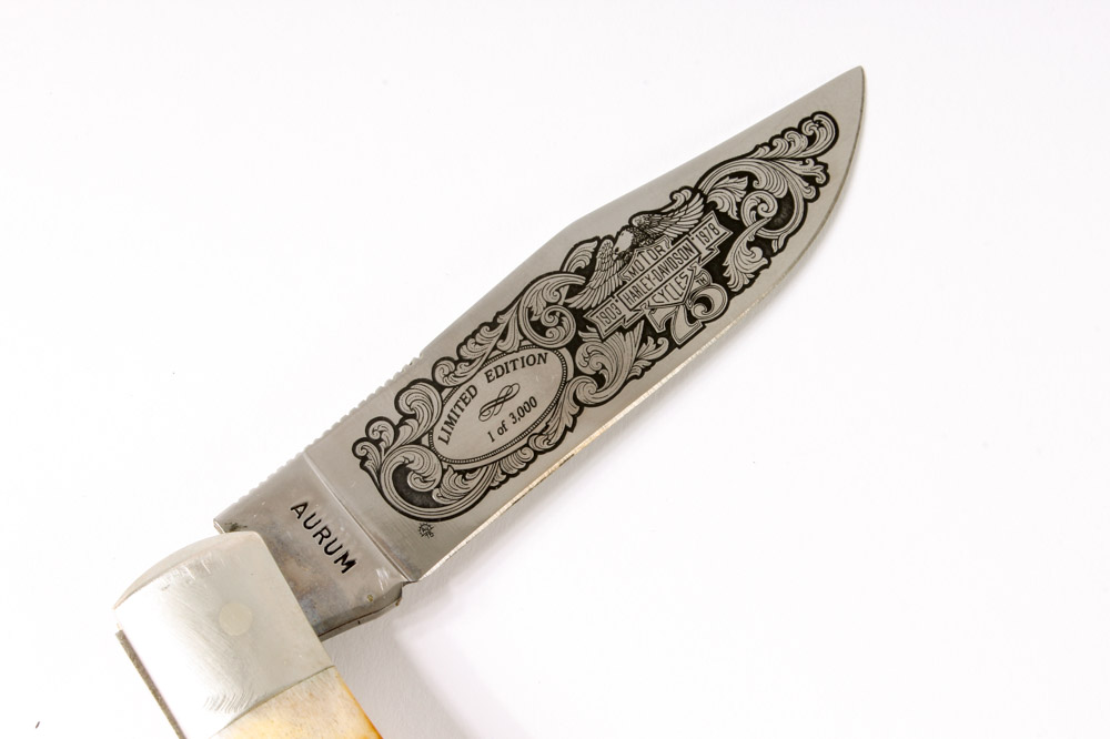 Harley-Davidson Pocket Knife by Aurum with Leather Case