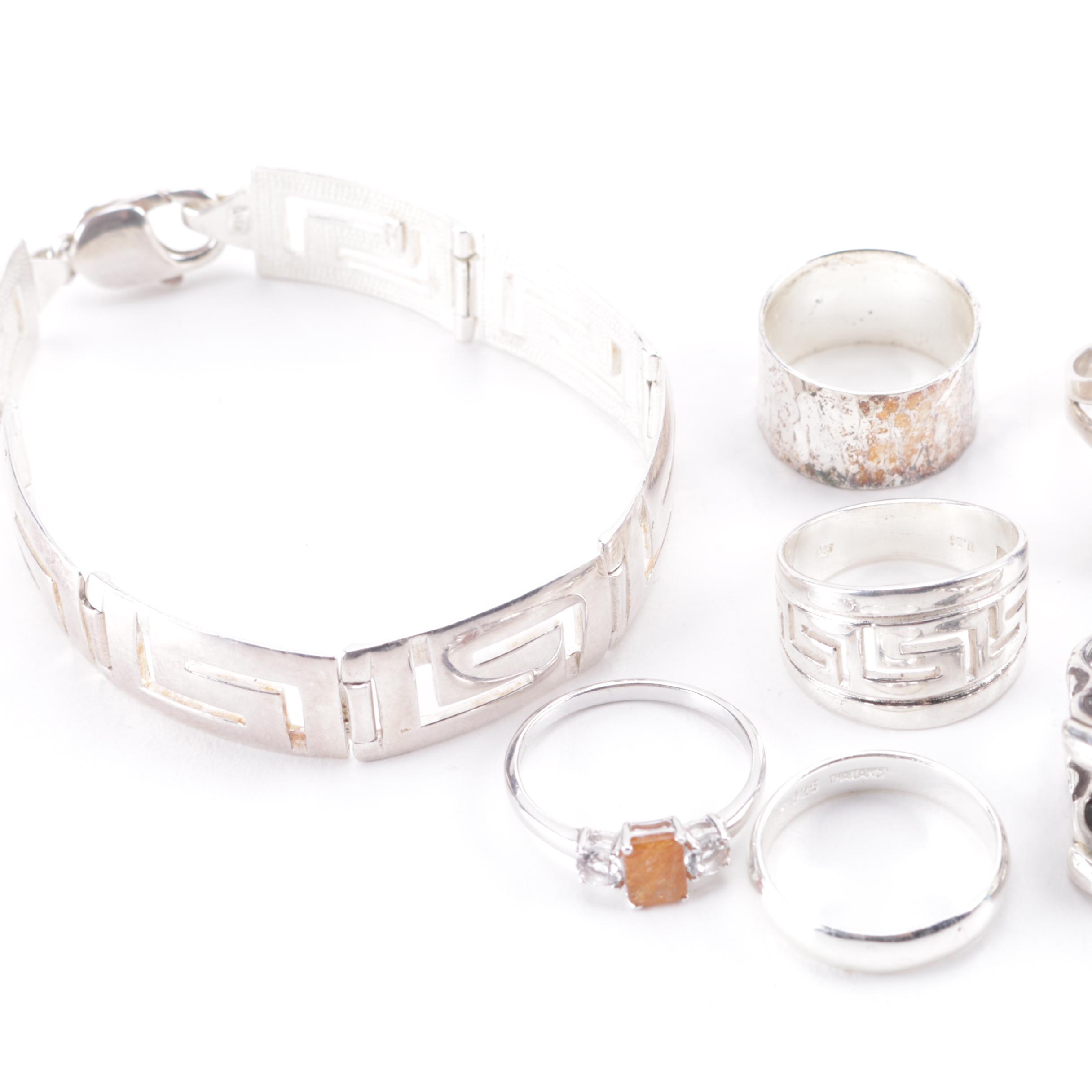 Sterling Silver Rings and Bracelet