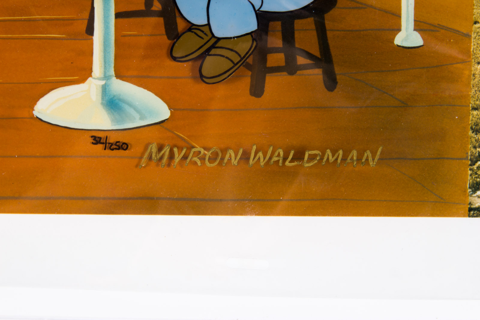 Hand-Painted Popeye Themed "Wimpy's Cafe" Animation Cel, Signed by Animator Myron Waldman