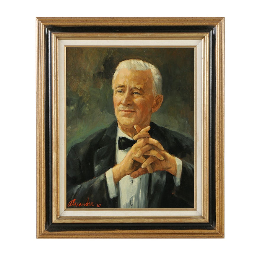 Alexander Oil Portrait on Board of Older Gentleman