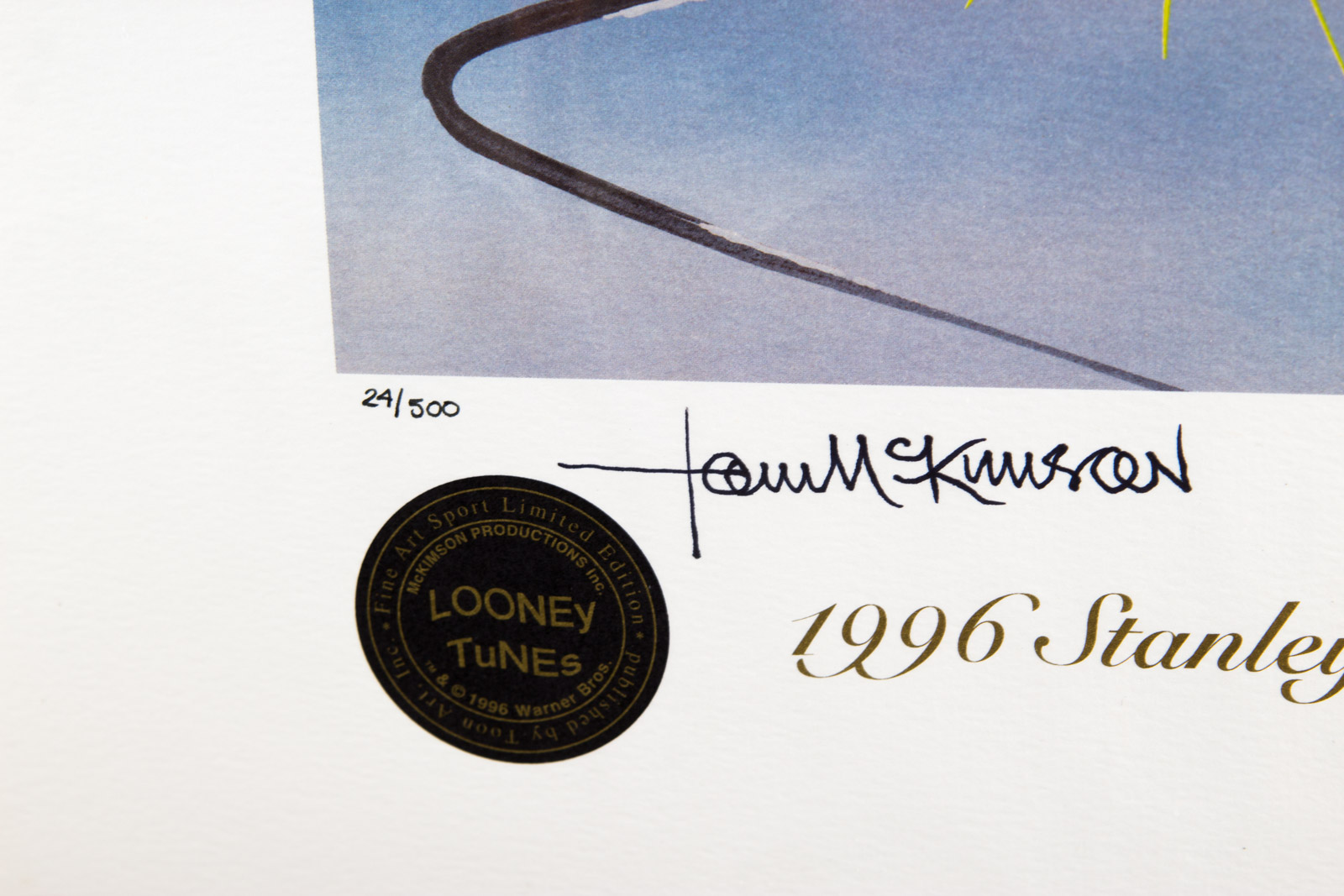 Colorado Avalanche Hockey Themed Looney Tunes "He Shoots, He Scores" Lithoserigraph, Signed by Animators Tom and Charles McKimson