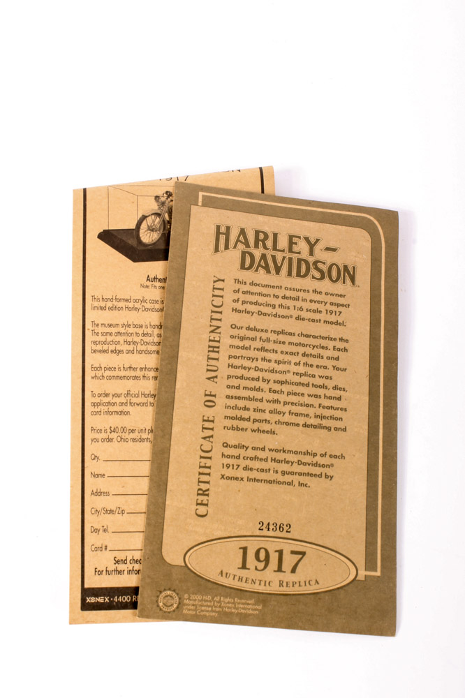 Die-Cast Harley-Davidson "1917 V-Twin Model F" Motorcycle Model