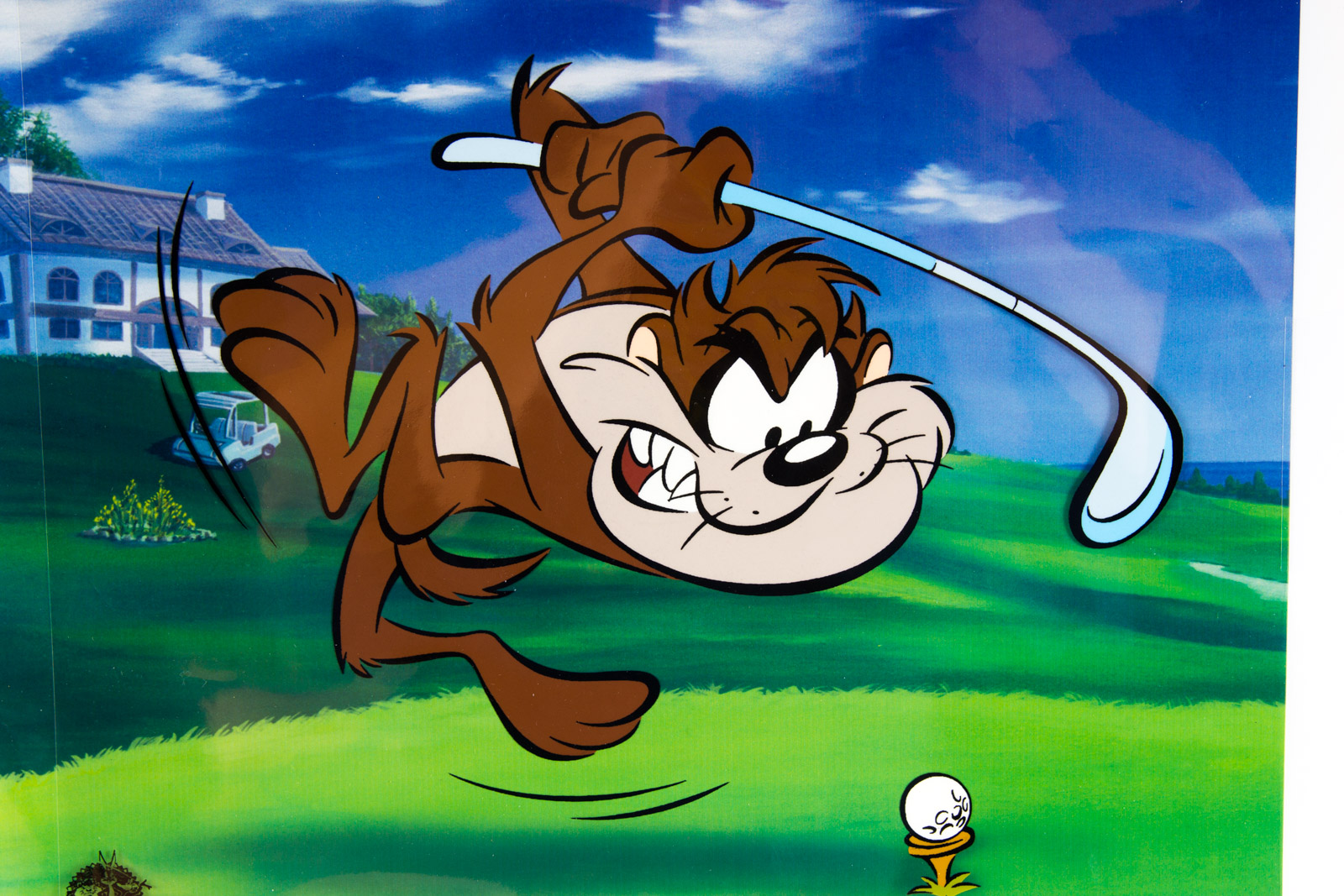 Hand-Painted Golf Themed Tasmanian Devil "Tee-Off Taz" Prototype Animation Cel