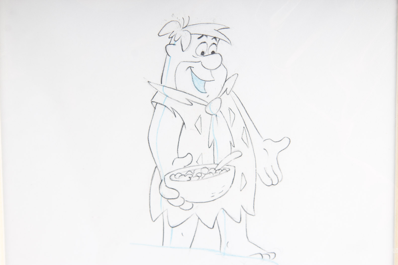 Original 1980s Flintstones Cereal Commercial Production Animation Cel and Sketch