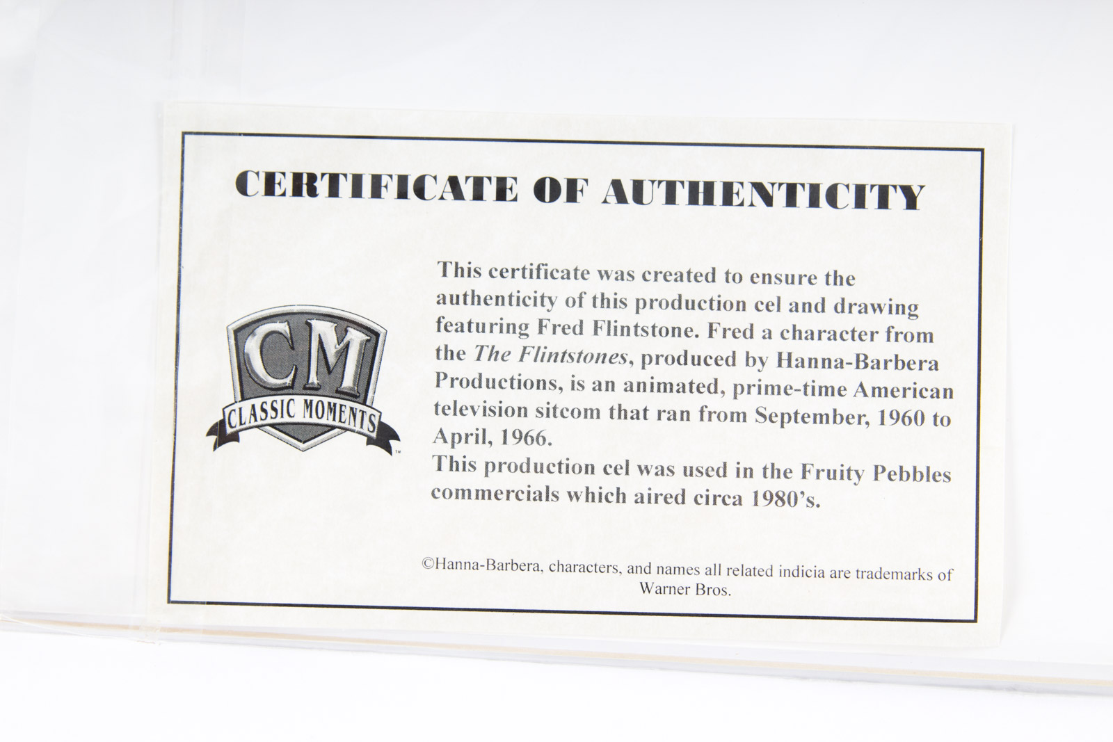 Original 1980s Flintstones Cereal Commercial Production Animation Cel and Sketch