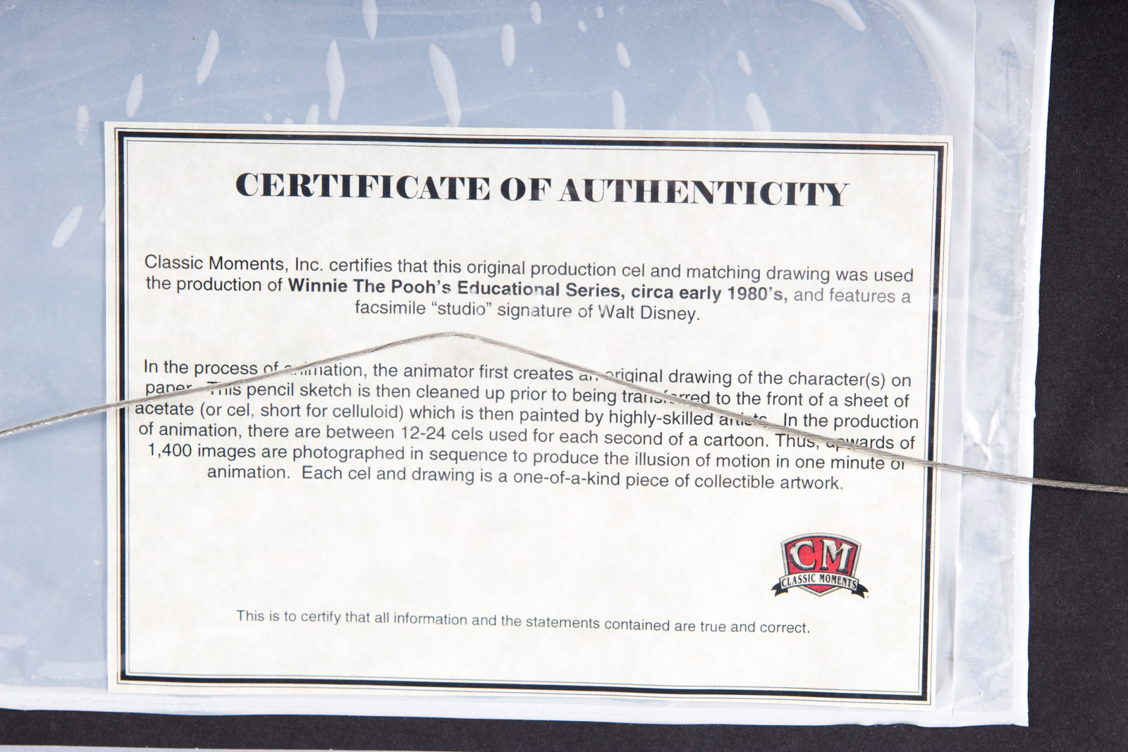 Paul Carlson Hand Painted 1980s Piglet "Winnie the Pooh" Animation Cel and Preparatory Drawing with Facsimile Walt Disney Signature