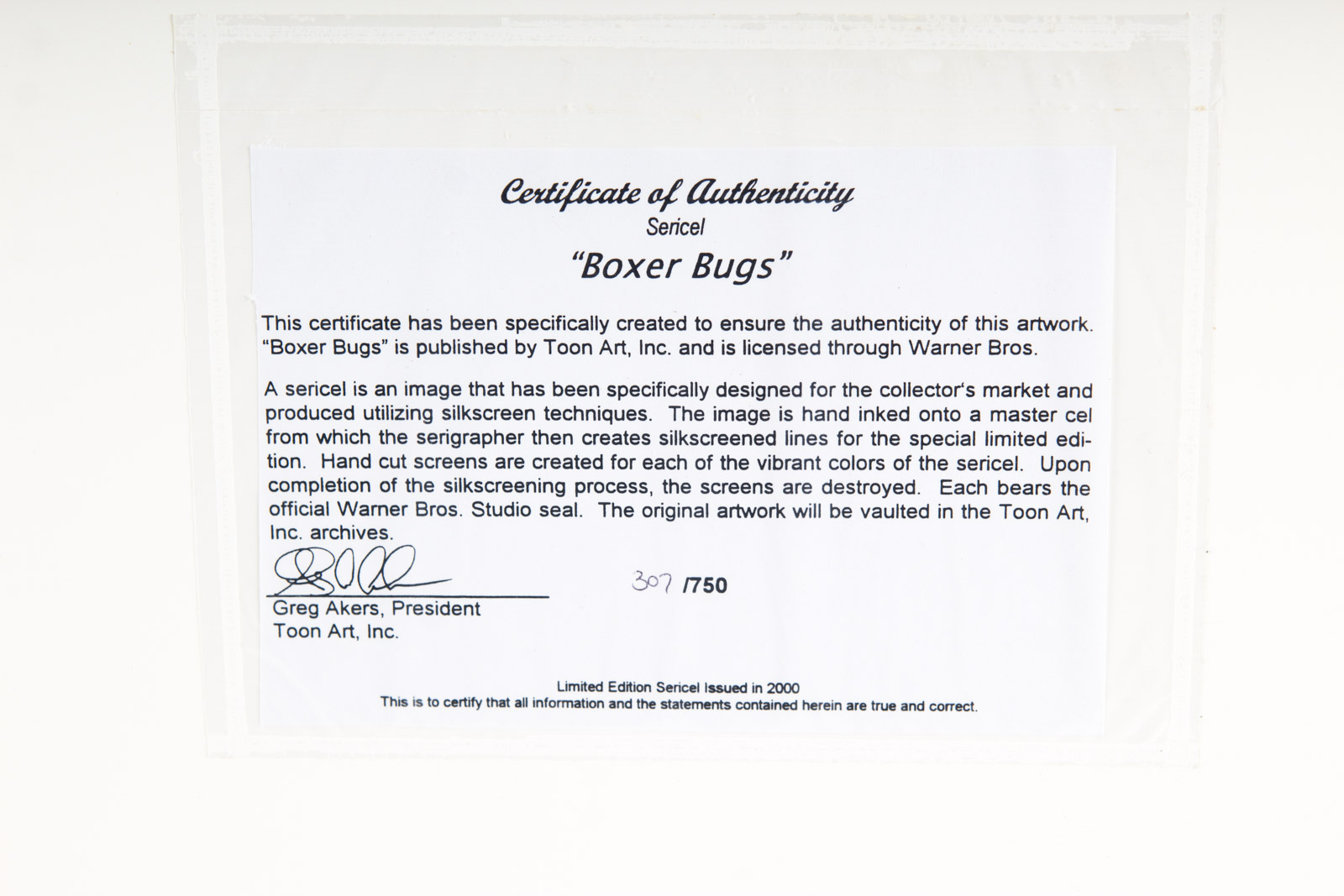 Boxing Themed Looney Tunes "Boxer Bugs" Animation Sericel