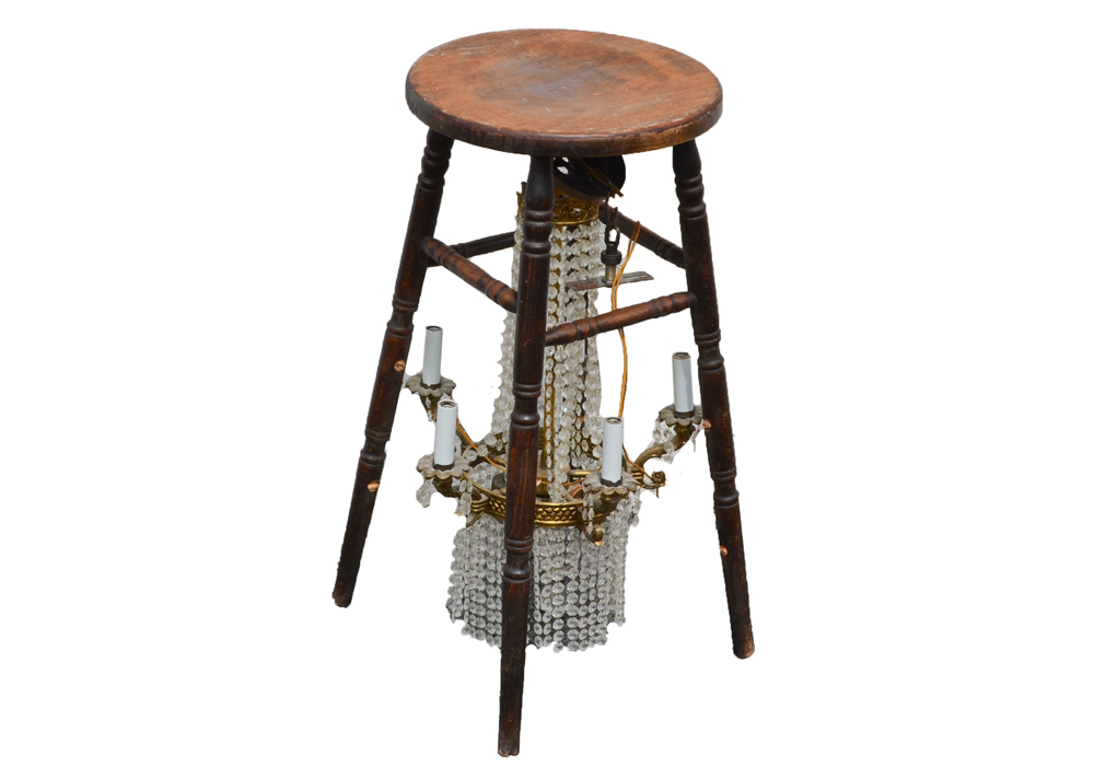 Stool With Attached Chandelier