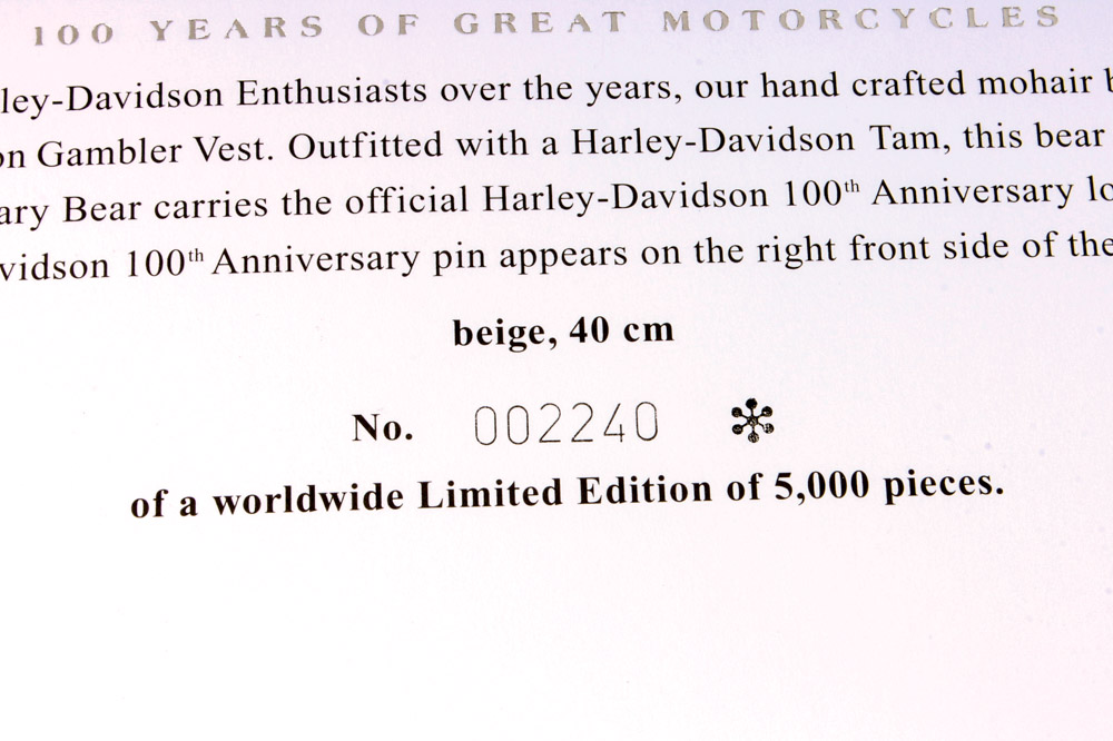 Steiff Teddy Bear Harley-Davidson 100th Anniversary Edition