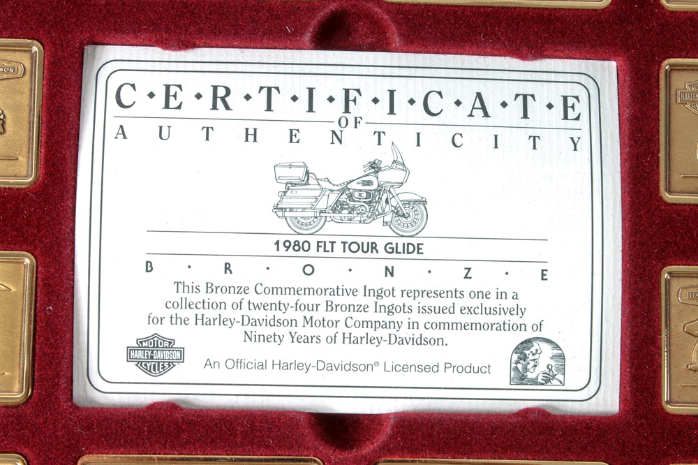 Collection of 24 Harley-Davidson Commemorative Bronze Ingots