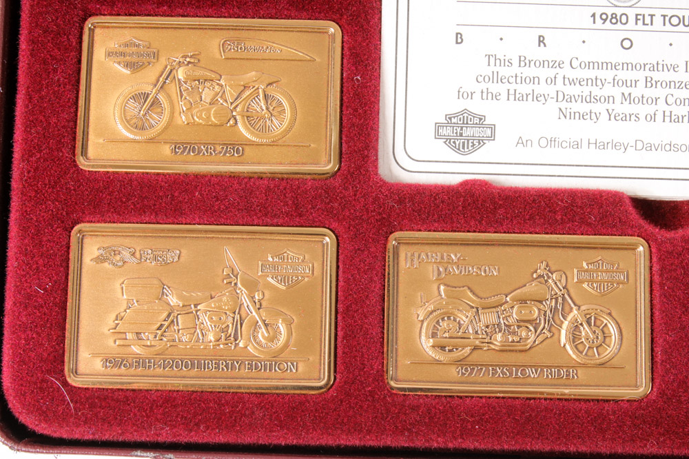 Collection of 24 Harley-Davidson Commemorative Bronze Ingots