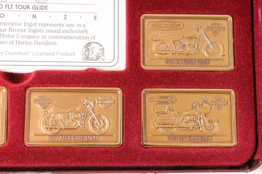 Collection of 24 Harley-Davidson Commemorative Bronze Ingots