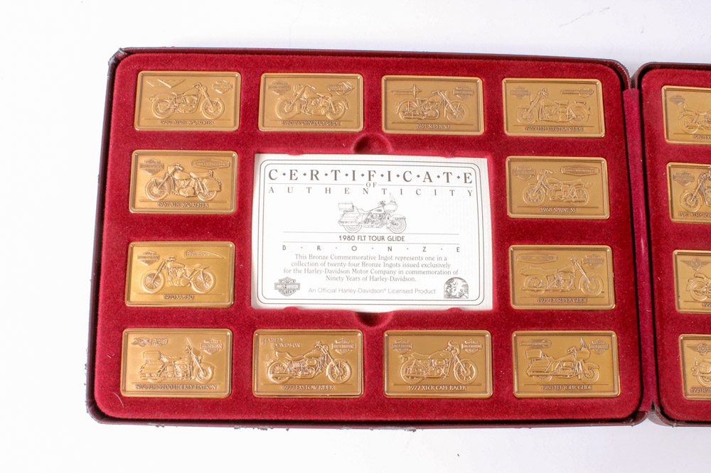 Collection of 24 Harley-Davidson Commemorative Bronze Ingots