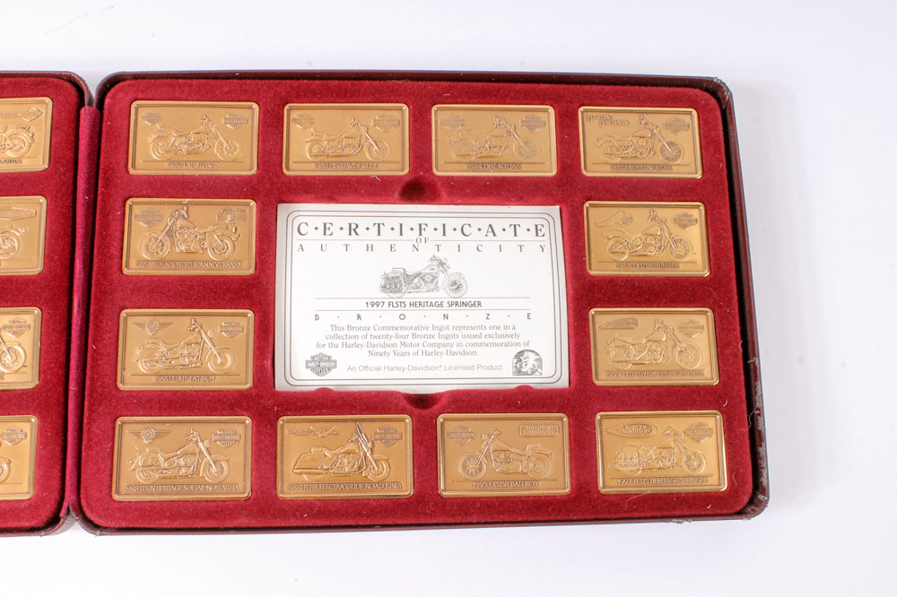 Collection of 24 Harley-Davidson Commemorative Bronze Ingots