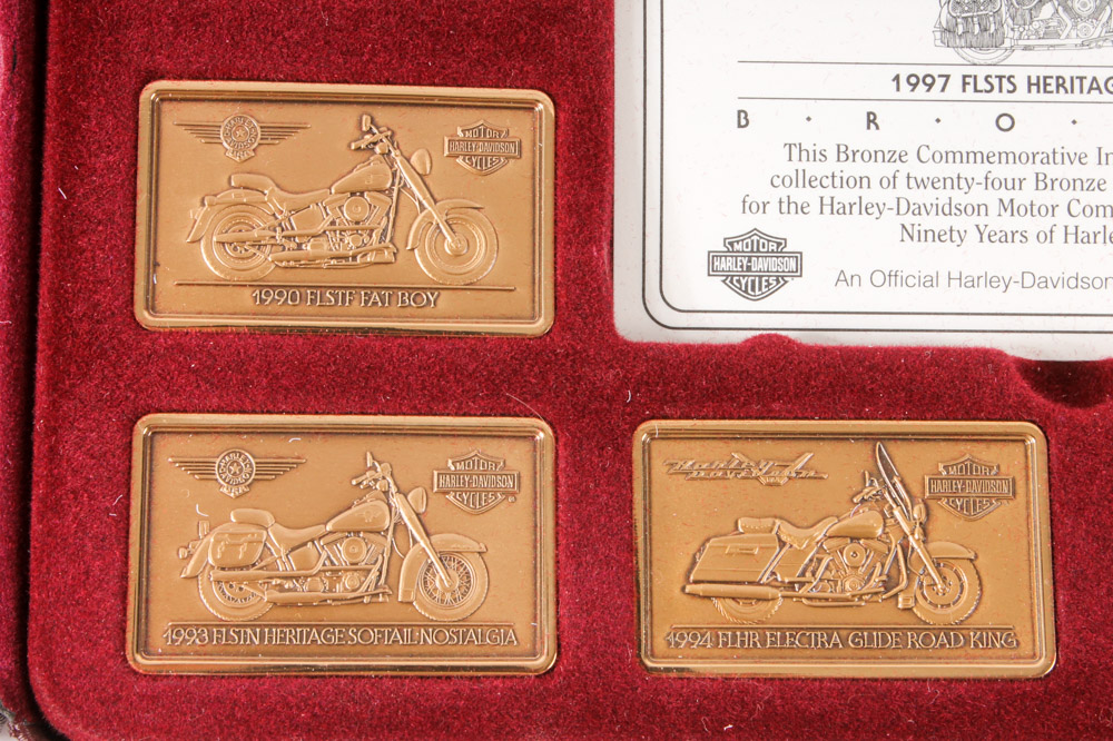 Collection of 24 Harley-Davidson Commemorative Bronze Ingots