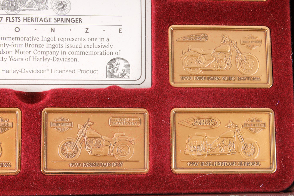 Collection of 24 Harley-Davidson Commemorative Bronze Ingots